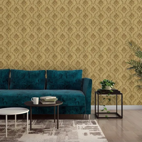 Image of Asian Paints ezyCR8 Damask Leaf Chain Wallpaper