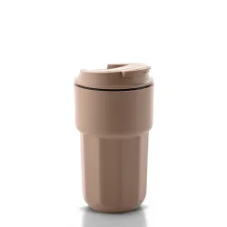Asian Plastowares Java Mug 350ml Insulated Coffee & Tea Cup | Seen on Farah Khan Show! | Thermoware Spill-Proof Travel Mug | Rose Beige Christmas Gift & Winter Essential