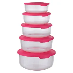 Asian Plastowares Super Seal Plastic Container Set, Set of 5, Transparent