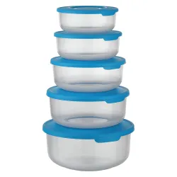 Asian Plastowares Super Seal Container Set (5 Pcs, Blue)