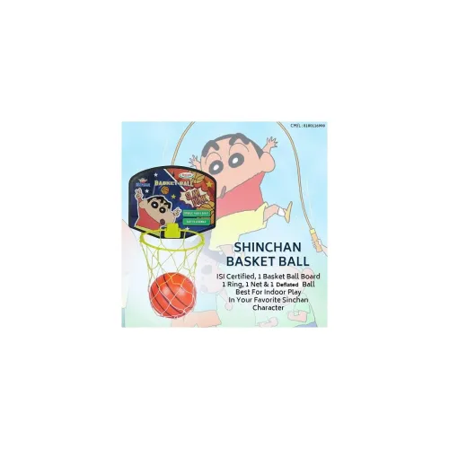 Image of Asian Portable Plastic Basketball with Hoop for Kids Multicolor (Shinchan Theme)