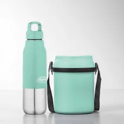 Asian Stainless Steel Lunch Box (700ml) & Insulated Water Bottle (500ml) Asian Stainless Steel Lunch Box (700ml) & Insul