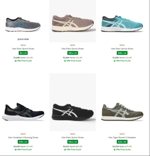 Image of Asics Men's Shoes at Minimum 72% Discount
