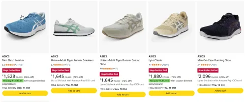 Image of ASICS Shoes at minimum 70% Discount