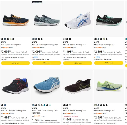Image of ASICS Shoes Minimum 70% Discount