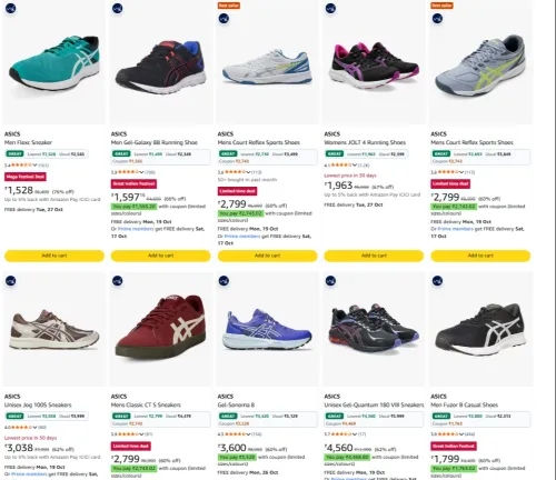 Image of ASICS Sneakers upto 75% Discount