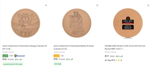 Image of Asmi Collections Wood Cutout @ Starting ₹73