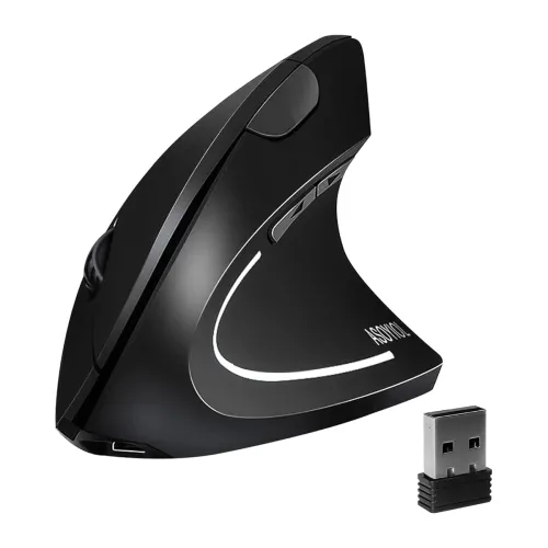 Image of ASOYIOL MICROWARE 2.4GHz Wireless Vertical Ergonomic Mouse 800-1600 Dpi Optical Mouse 6 Buttons Rechargeable and Portabl