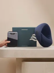 Assembly Set of 2 Travel Neck Pillow and Passport Holder