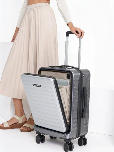 Image of Assembly Stark Textured 8 Wheel Large Trolley Bag- 50L