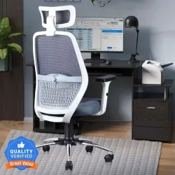 ASTRIDE Octave BIFMA Certified Office Chair | 2D Armrest, 2D Headrest, Lumbar Support Mesh Office Adjustable Arm Chair (Grey, White, Optional Installation Available)