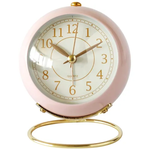 Image of Small Table Clocks, Classic Non-Ticking Tabletop Alarm Clock with Backlight, Battery Operated Desk Astronaut Clock with 
