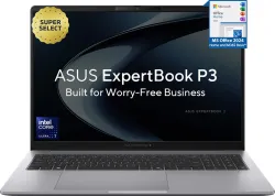 ASUS ExpertBook P3 with AI PC Metal Top 1 Yr ADP Intel Core Ultra 7 255H
