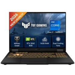 ASUS TUF F16 (2026),Intel Core i7 14650HX (14th Gen),RTX 5060-8GB,16GB RAM (Upgradeable),1TB SSD,FHD+,16"(40 cm),144Hz,Win 11,M365 Basic(1Y),Office 24,Jaeger Gray,2.2 Kg,FX608JMI-TU251WS,Gaming Laptop