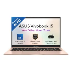 ASUS Vivobook 15 (2026),Intel Core 3 304 (Series 3-Latest Gen),Fingerprint Sensor,8GB RAM,512GB SSD,FHD,15.6\'(39.6 cm),Win 11,M365 Basic(1Y),Office 2024,Terra Cotta,1.7 Kg,X1504MA-BQ424WS,A...