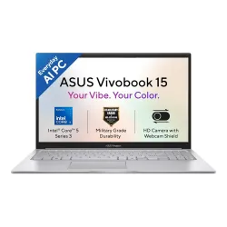 ASUS Vivobook 15 (2026),Intel Core 5 320 (Series 3-Latest Gen),Fingerprint Sensor,Intel iGPU,16GB/512GB,FHD,15.6"(39.6 cm),Win 11,M365 Basic(1Y),Office 24,Cool Silver,1.7 Kg,X1504MA-BQ125WS,...