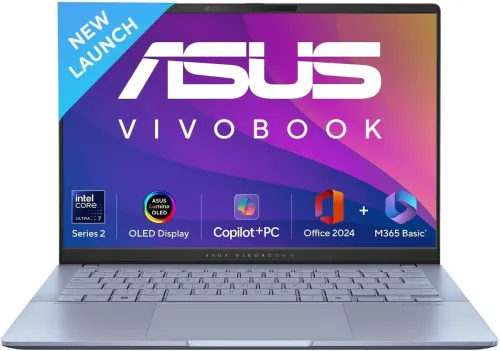Image of ASUS Vivobook S14 OLED (2025), AI PC, Metal Body, Backlit Keyboard, Intel Core Ultra 7 256V - (16 GB/512 GB SSD/Windows 