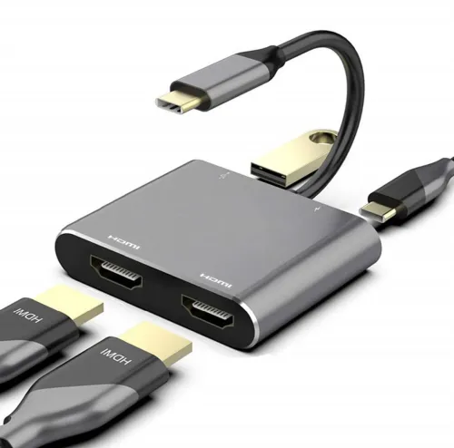 Image of Atdaraz 4-in-1 USB-C to Dual HDMI Adapter Docking Station 