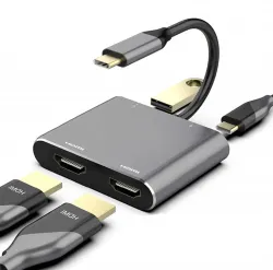 Atdaraz 4-in-1 USB-C to Dual HDMI Adapter Docking Station