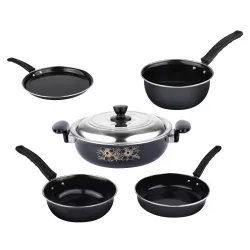 ATEVON 5-Piece Nonstick Cookware Set with Kadai, Tadka, Fry Pan & Tawa
