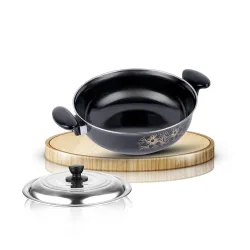 ATEVON Medium Black Cast Iron Kadhai - 26cm Diameter