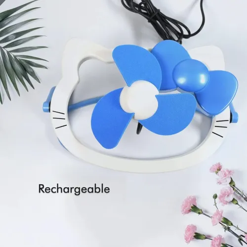 Image of ATEVON USB Mini Cartoon Fan – Cute Bright Colors, Personal Desktop Fan for Office, Home, and Kids’ Rooms