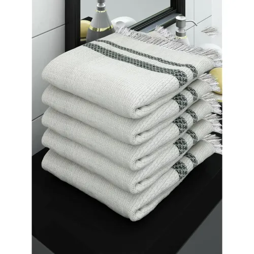 Image of Athom Living Ecosaviour Premium Cotton Bath Towel Pearl White (Pack of 5)