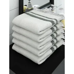 Athom Living Ecosaviour Premium Cotton Bath Towel Pearl White (Pack of 5)