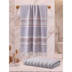 Athom Living Premium Cotton Bath Towel, Quick Dry, Ultra Soft, Highly Absorbent, Lightweight Waffle Weave, Durable & Skin Friendly, Pack of 2 | Large Size, 75x150 cm (Lavender, Grey)