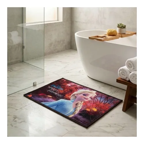Image of Athom Living Disney Frozen Sprit of Adventure Digital Printed Themed Multi Colored Kids Premium Nylon Bathmat, with Late
