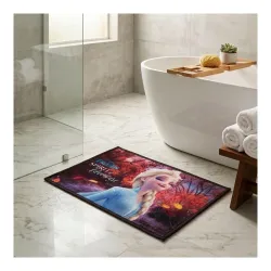 Athom Living Disney Frozen Sprit of Adventure Digital Printed Themed Multi Colored Kids Premium Nylon Bathmat, with Latex Backing, Anti-Skid Bathmat, 37 x 57 cm, Pack of 1