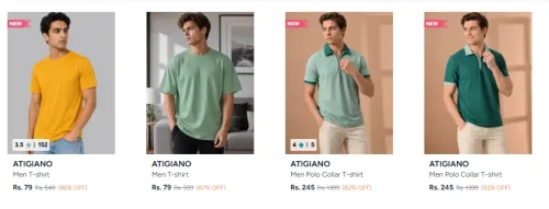 Image of ATIGIANO Men's Tshirts upto 87% discount 