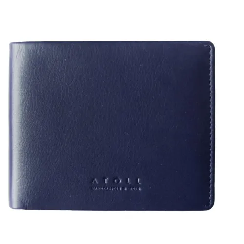 Image of Atoll RFID Bifold Leather Wallet for Men – 14 Slots, Blue