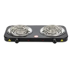 ATORSE Portable Electric Coil Burner with Indicator Lights Practical Burner Cooktop Double 2000W Black