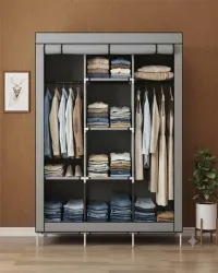 Attache Carbon Steel Collapsible Wardrobe (Finish Color - GREY, DIY(Do-It-Yourself)