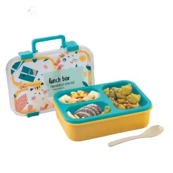 ATTRO 3 Compartment Bento Tiffin Lunch Box 800ml