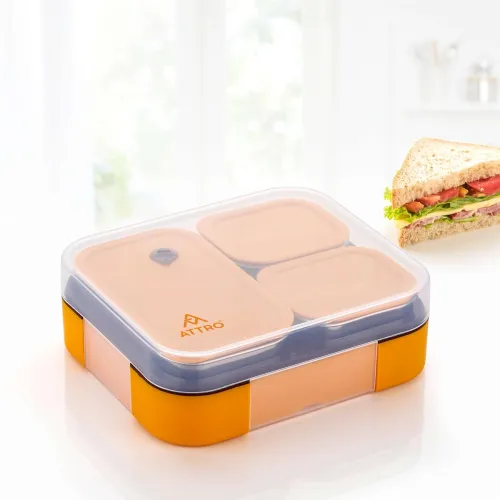 Image of ATTRO Admire 3 Compartment Stainless Steel Lunch Box BPA Free