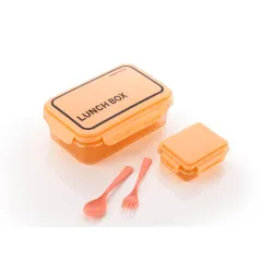 ATTRO Crunch Plastic Lunch Box Airtight with Fork & Spoon