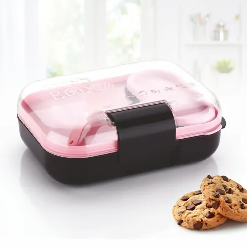 Image of ATTRO Food Bite Kids Plastic Lunch Box – 3 Compartments