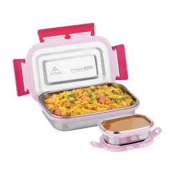 ATTRO Freshmate Medium Stainless Steel Lunch Box with 1 Small Container Airtight