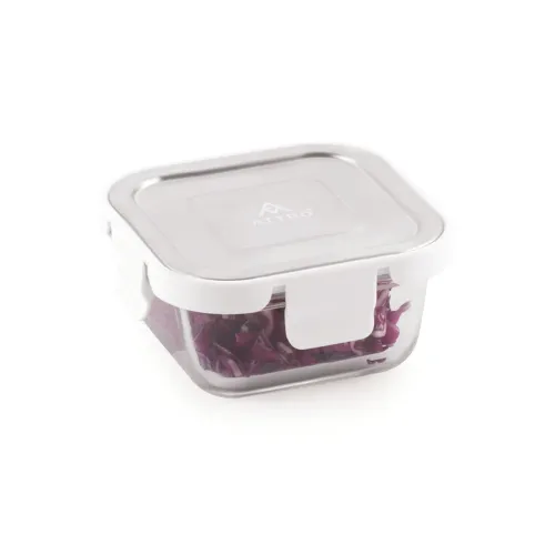 Image of ATTRO Glassox 520ml Borosilicate Glass Lunch Box Steel Lid