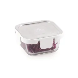 ATTRO Glassox 520ml Borosilicate Glass Lunch Box Steel Lid