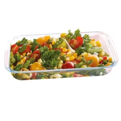 ATTRO Glassox Borosilicate Rectangle Glass Baking Dish Micorwave Oven Safe Freezer Safe Baking Tray Serving Dish Bakeware- 2200ml