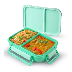 ATTRO Gourmet 2 Compartment Lunch Box Portable Meal Organizer for Office, School BPA-Free, Food Grade, Freezersafe, Micr