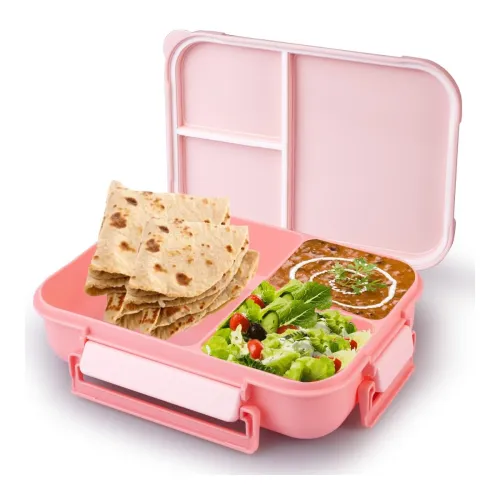 Image of ATTRO Gourmet 3 Compartment Lunch Box Portable Meal Organizer for Office