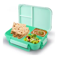ATTRO Gourmet 3 Compartment Lunch Box Portable Meal Organizer for Office, School BPA-Free, Food Grade Freezersafe, Microwave & Oven Safe 1700ml Mint Green, Plastic