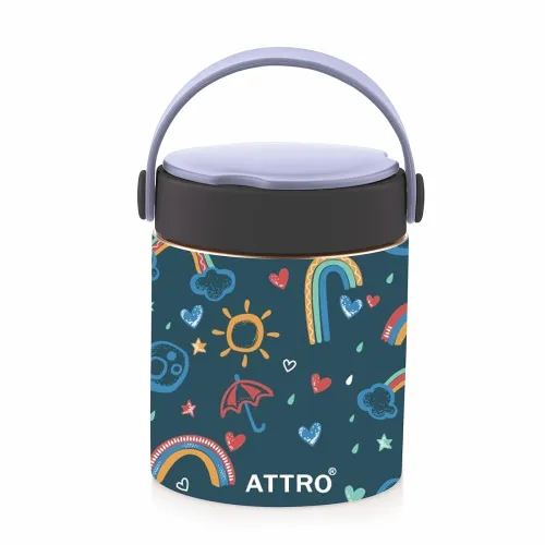 Image of ATTRO Happy Go Vacuum Insulated ISI Certified Stainless Steel Soup Jar 500ml, Leakproof & BPA-Free for Kids & Adults, Lo