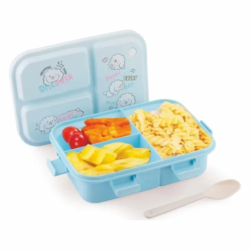 Image of ATTRO Joy Kins 3-Compartment Blue Bento Lunch Box