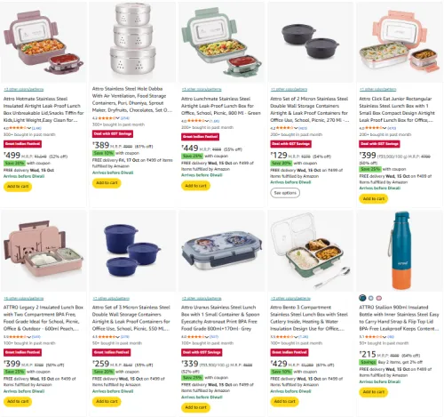 Image of ATTRO Lunch Box @ Mini. 50% OFF + Extra Up to 25% Coupon Discount