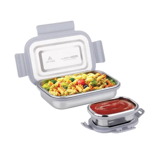 Image of ATTRO Lunchmate Stainless Steel Lunch Box with 1 Small Container Airtight